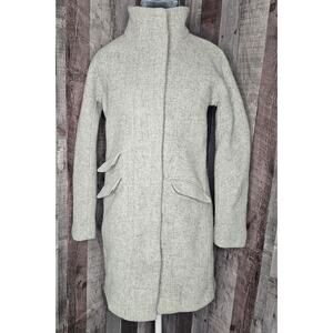 J.CREW Light Gray COCOON Nello Gori Italian Stadium-Cloth Wool Blend COAT Size 0
